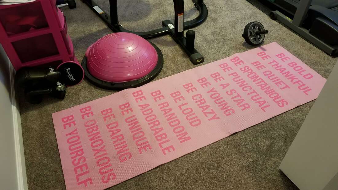 Finished gym with new carpet and equipment.