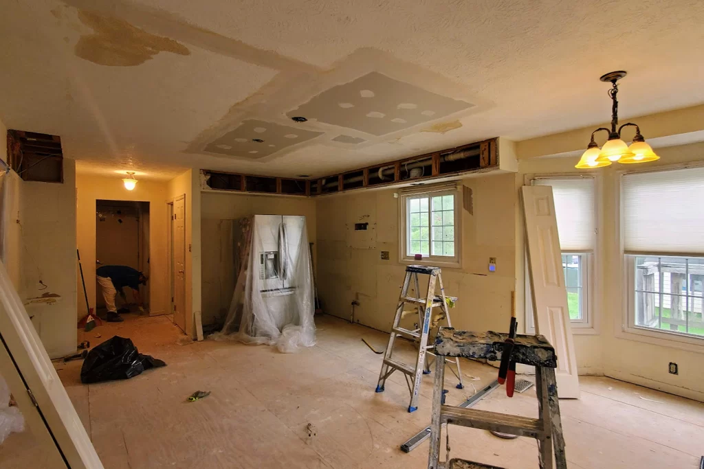 A kitchen that was damaged by water in Poolesville, Maryland. Se how Zion Home Remodeling restored it to a coziest kitchen.