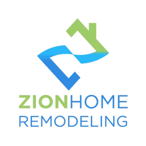 Z-house logo in blue, teal, and green for Zion Home Remodeling, a licensed Maryland contractor specializing in kitchens, bathrooms, basements, and water damage repairs.